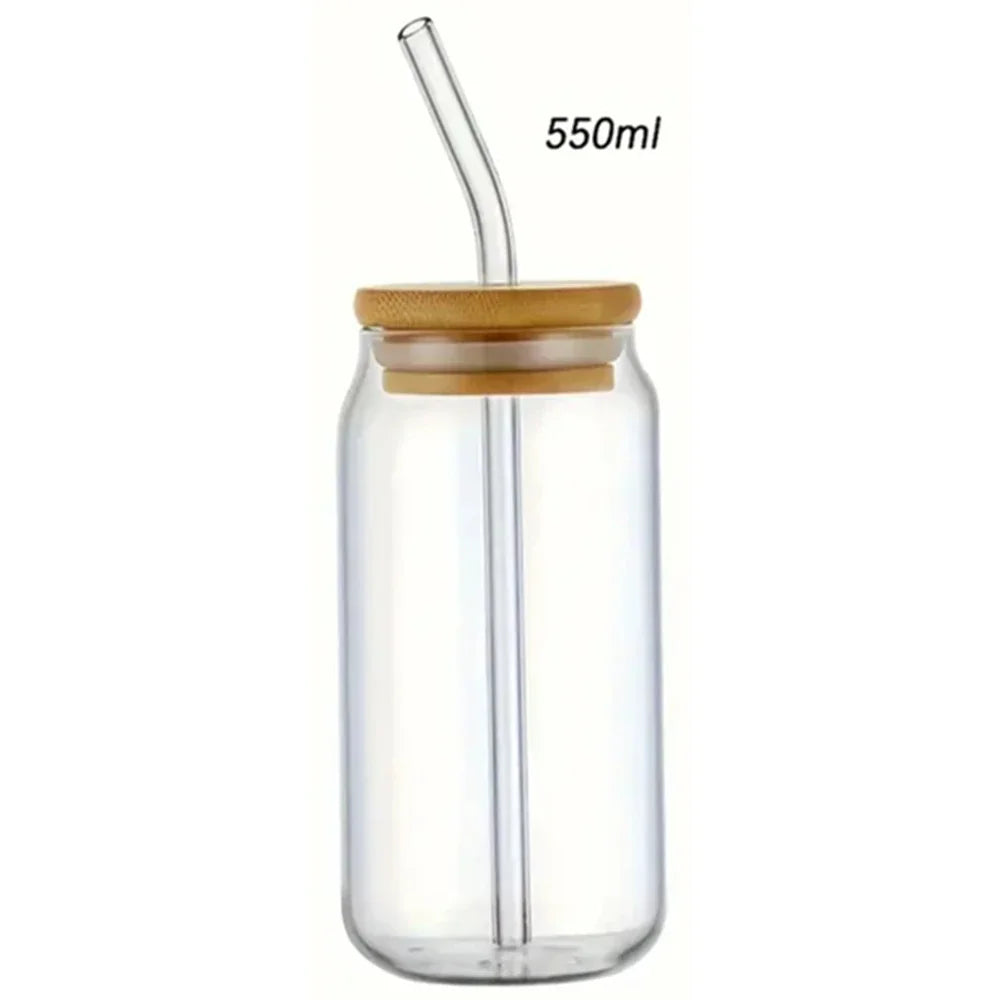Verre avec couvercle en bambou et paille