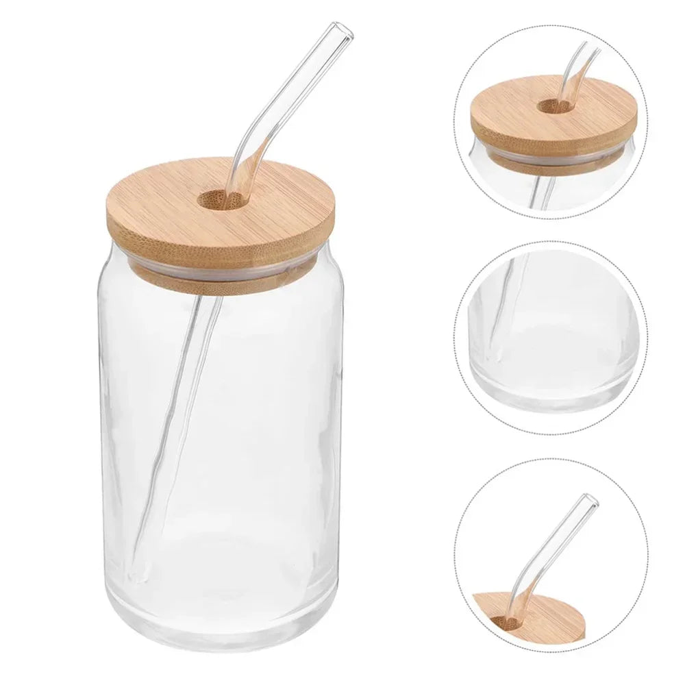 Verre avec couvercle en bambou et paille
